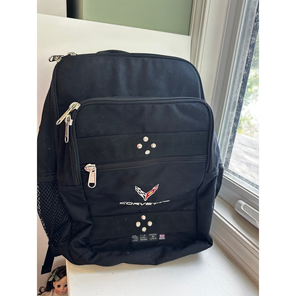 Black Chevrolet Corvette car brand studded backpack collectible